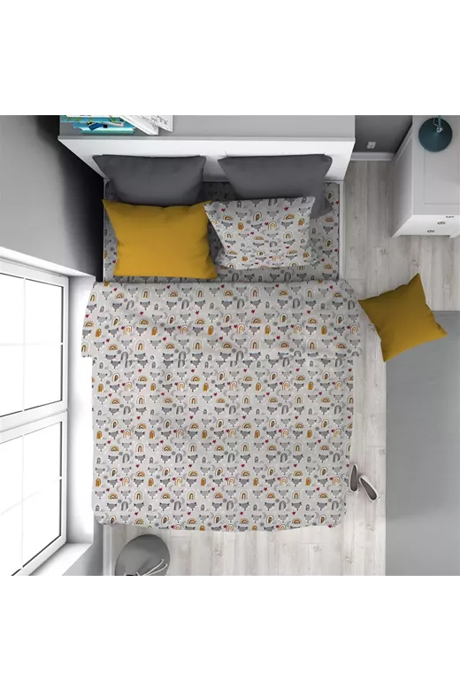 Πάπλωμα Εμπριμέ kids Fox 527 160X240 Grey 100% Cotton