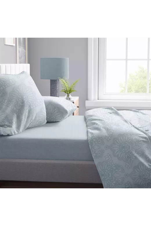 Πάπλωμα Εμπριμέ Άρτεμις 705 220X240 Light Blue-Grey 100% Cotton