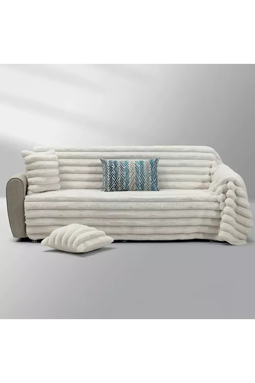 LINO Ριχτάρι Καναπέ Τριθέσιο 180x300 Γούνα Natt Off White