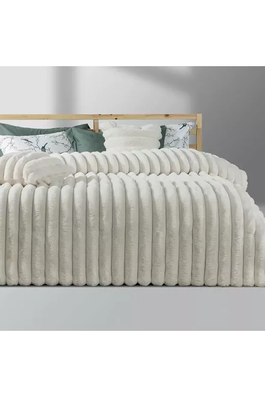 LINO Κουβερτοπάπλωμα Υπέρδιπλο 220x240 Γούνα Natt Off White