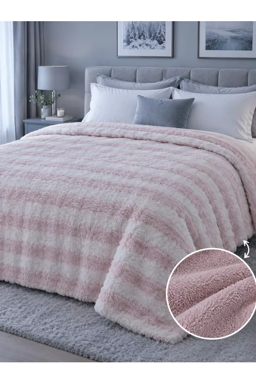 Κουβέρτα με sherpa υπέρδιπλη Fluffy Pink