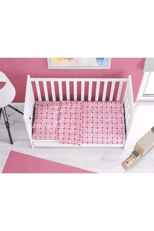 ΚΑΤΩΣΕΝΤΟΝΟ ΜΕ ΛΑΣΤΙΧΟ bebe Fox 525 0,70X1,40X0,15 Pink 100% Cotton
