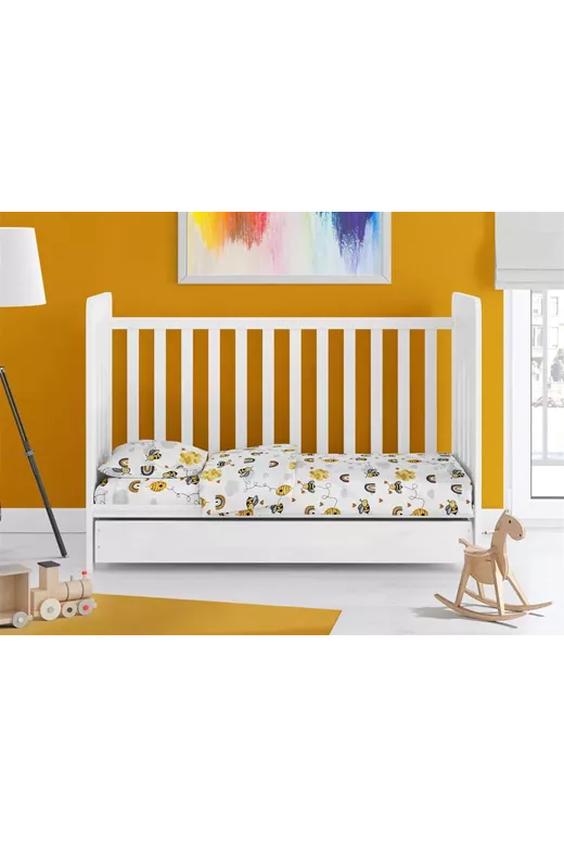 ΚΑΤΩΣΕΝΤΟΝΟ ΜΕ ΛΑΣΤΙΧΟ bebe Honey Bee 545 0,70X1,40X0,15 White-Yellow 100% Cotton