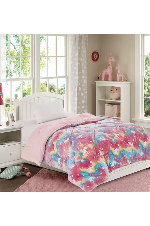 Κουβερτοπάπλωμα φωσφορίζον Unicorn 160X220 Pink 100% Polyester