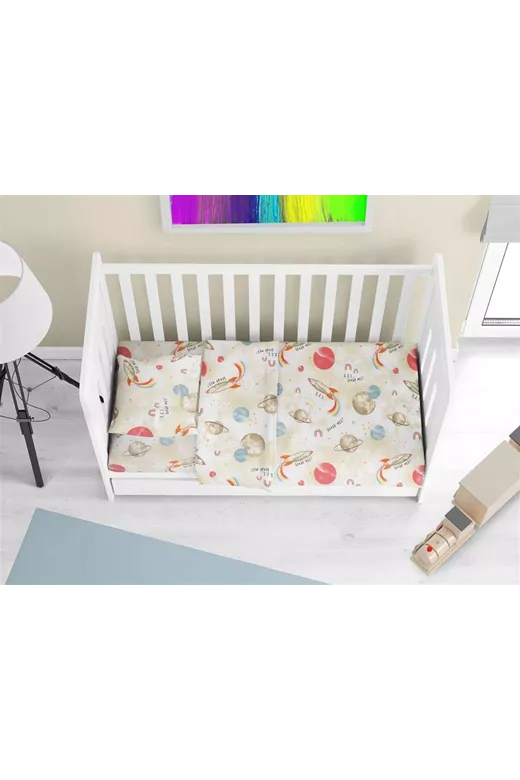 Κατωσέντονο Με Λάστιχο bebe Spaceship 186 0,70X1,40X0,15 Beige 100% Cotton