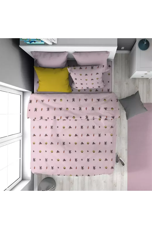 Παπλωματοθήκη Εμπριμέ kids Looney Tunes 39 160X240 Pink 100% Cotton Flannel