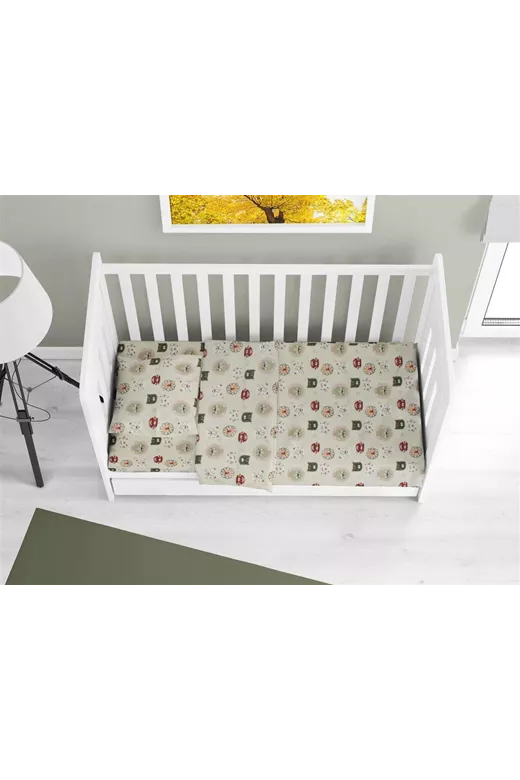 Κατωσέντονο Με Λάστιχο bebe Big Cats 27 0,70X1,40X0,15 Light Olive 100% Cotton