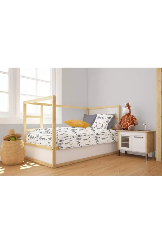 Παπλωματοθήκη Εμπριμέ bebe Seabirds 578 120X160 White-Grey 100% Cotton