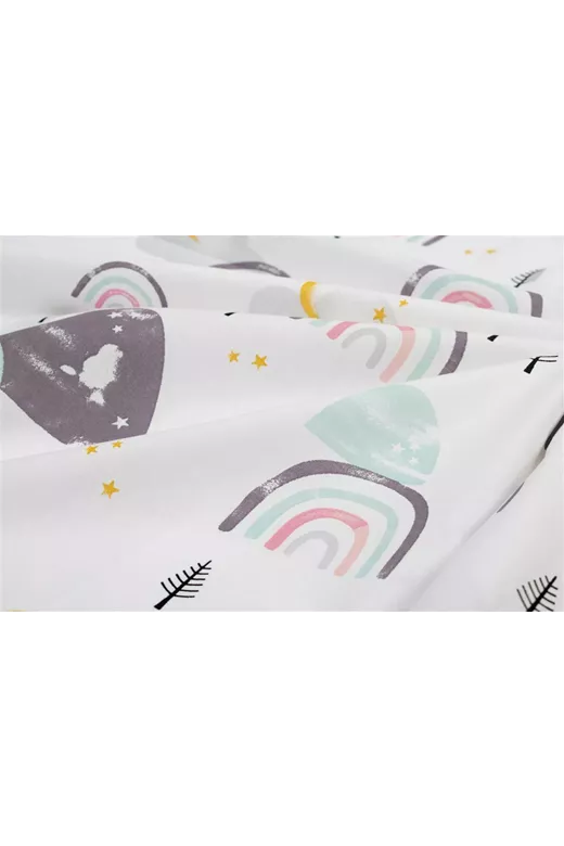 Σεντονάκι Λίκνου bebe Rainbow 575 80X110 White-Pink 100% Cotton