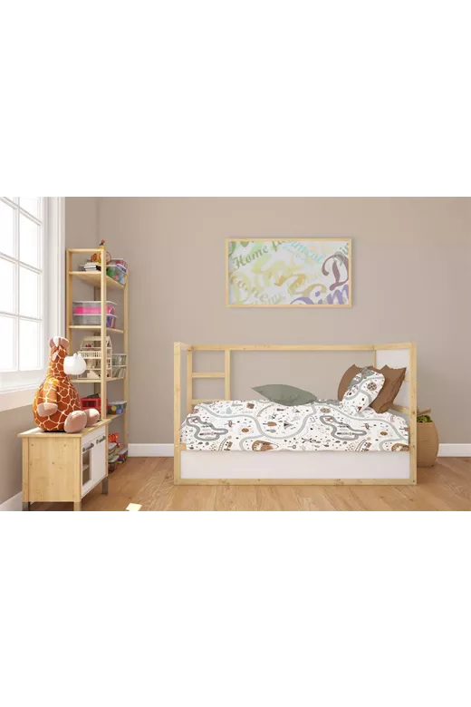Κατωσέντονο Με Λάστιχο bebe Countryside 580 0,70X1,40X0,15 White-Mint 100% Cotton