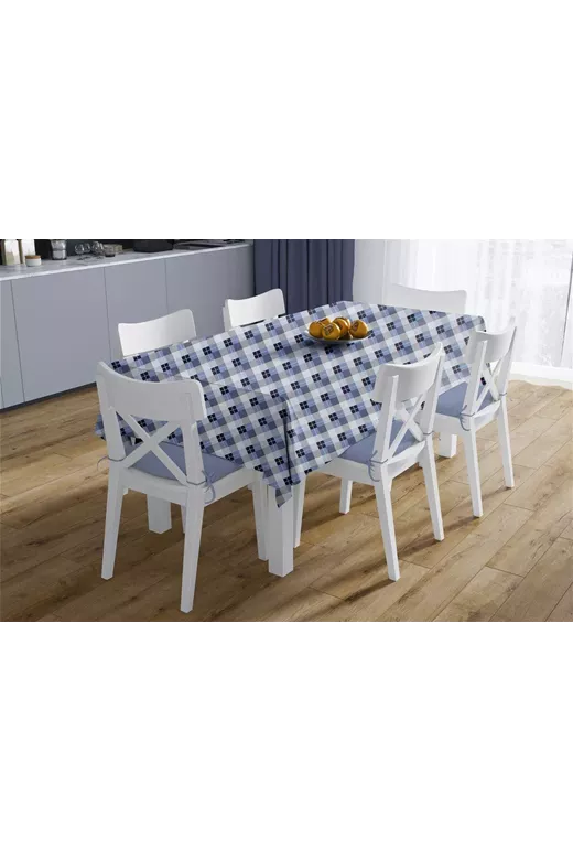 Τραπεζομάντηλο Αλέκιαστο Checkered 468 140X180 Blue 70/30 Cott/Pol