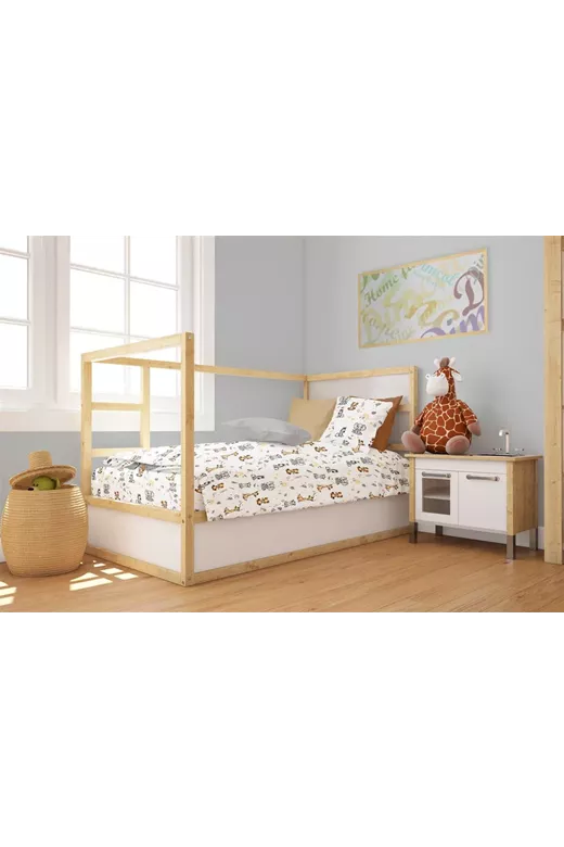 Παπλωματοθήκη Εμπριμέ bebe Savanna 36 120X160 White-Grey 100% Cotton Flannel