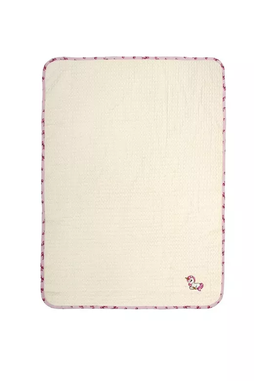 Κουβέρτα Πικέ Με Κέντημα bebe Unicorn 189 80X110 Ecru-Pink 100% Cotton