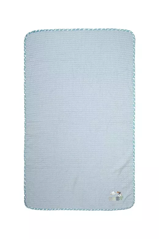 Κουβέρτα Πικέ Με Κέντημα bebe Stork 191 80X110 Sky Blue 100% Cotton