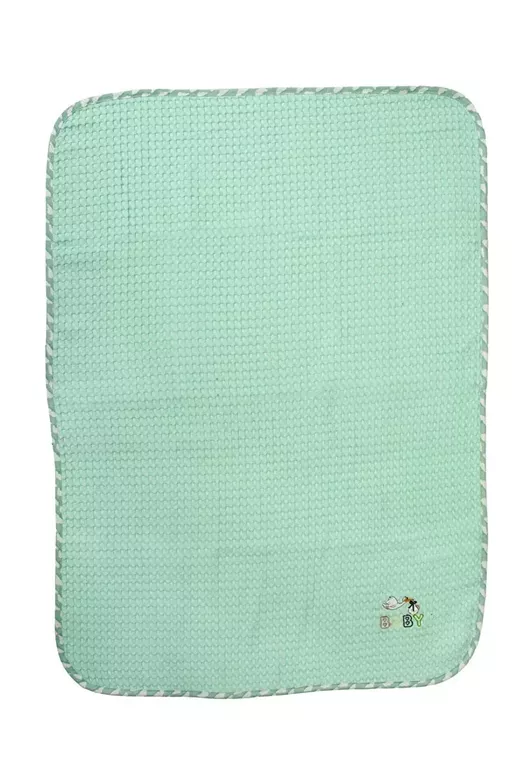 Κουβέρτα Πικέ Με Κέντημα bebe Stork 195 80X110 Mint 100% Cotton