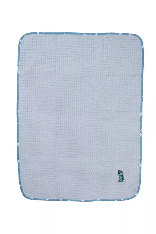 Κουβέρτα Πικέ Με Κέντημα bebe Dinosaur 179 80X110 Sky Blue 100% Cotton