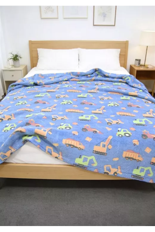 Κουβέρτα Fleece φωσφορίζουσα Bulldozer 175x225 Blue 100% Polyester