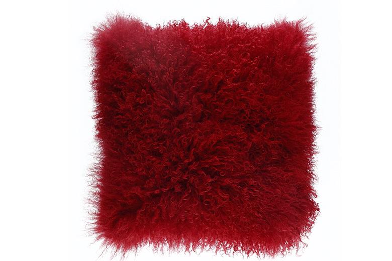 Χειροποίητο γούνινο μαξιλάρι Tapicap Mongolian Red