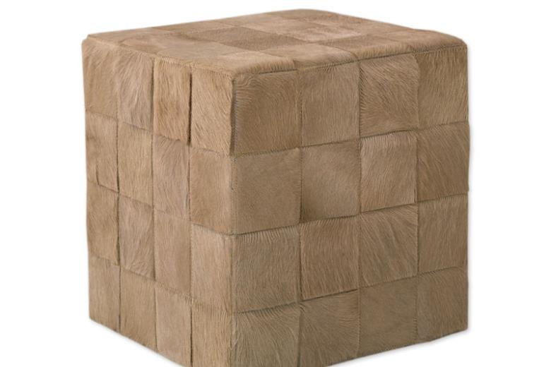 Δερμάτινο σκαμπό χειροποίητο Tapicap cube beige