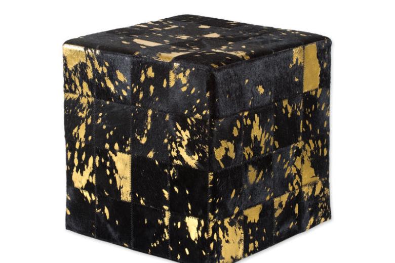 Δερμάτινο σκαμπό χειροποίητο Tapicap cube black acid gold