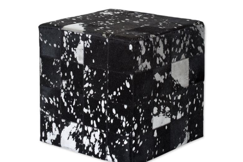 Δερμάτινο σκαμπό χειροποίητο Tapicap cube black acid silver