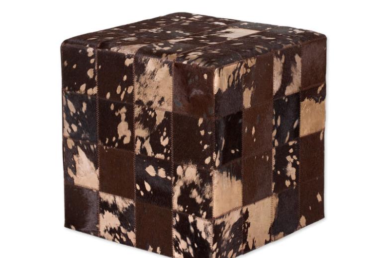 Δερμάτινο σκαμπό χειροποίητο Tapicap cube brown acid bronze