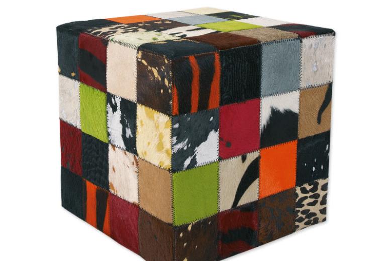 Δερμάτινο σκαμπό χειροποίητο Tapicap cube multy