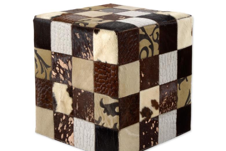 Δερμάτινο σκαμπό χειροποίητο Tapicap cube multy brown beige