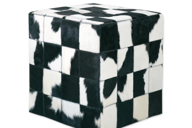 Δερμάτινο σκαμπό χειροποίητο Tapicap cube multy black & white