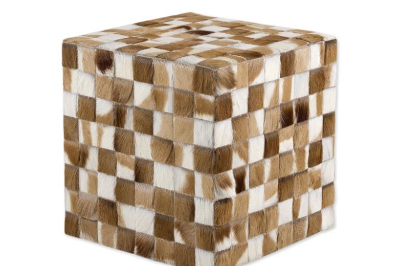 Δερμάτινο σκαμπό χειροποίητο Tapicap cube gazele skin 5x5