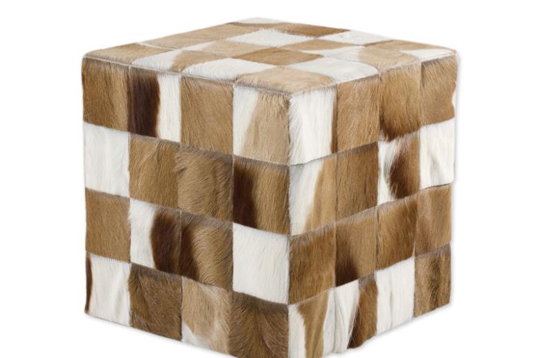 Δερμάτινο σκαμπό χειροποίητο Tapicap cube gazele skin 10x10