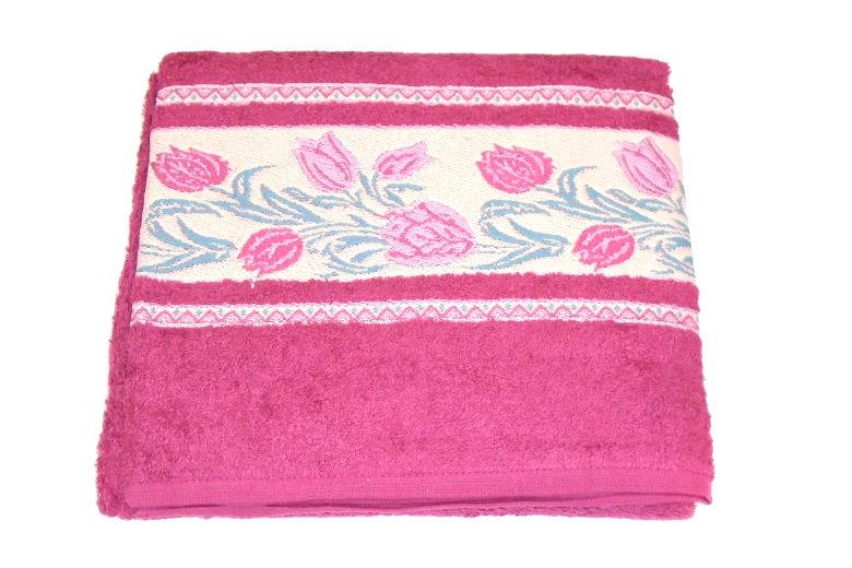 Πετσέτα λουτρού βαμβακερή με φάσα Tulip Pink