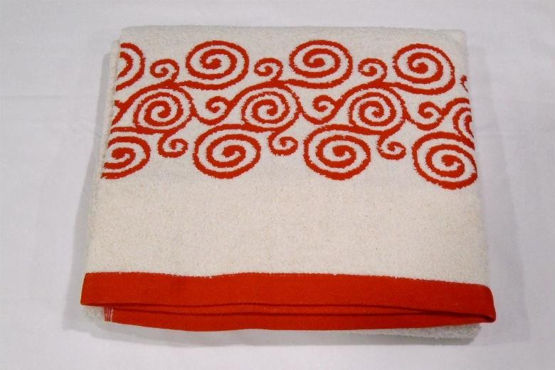 Πετσέτα λουτρού βαμβακερή με κέντημα Orange-White