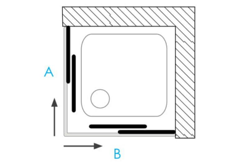 Τετράγωνη καμπίνα μπάνιου με 2 σταθερά και 2 συρόμενα φύλλα Venia 10 Serigrafia