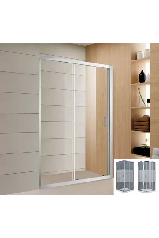 Καμπίνα μπάνιου από τοίχο σε τοίχο με 1 συρόμενο και 1 σταθερό φύλλο Venia 70 Mat Stripes