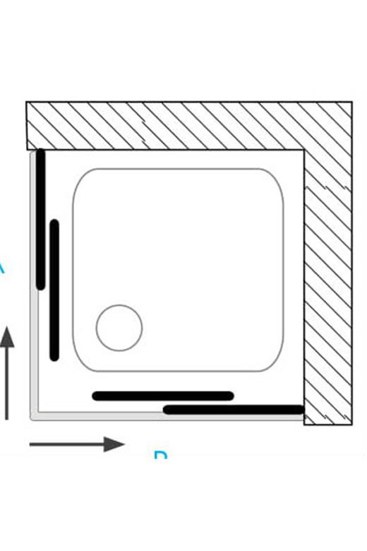 Καμπίνα μπάνιου παραλ/μη με είσοδο από γωνία με 2 σταθερά και 2 συρόμενα φύλλα Oia 10 Mat Middle