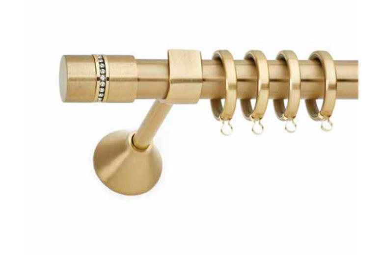 Κουρτινόξυλο Φ25 Χρυσό Ματ με Swarovski Anartisi S10