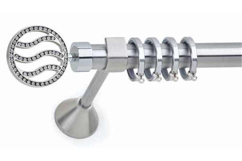 Κουρτινόξυλο Φ25 Νίκελ σατινέ με Swarovski Anartisi Unique