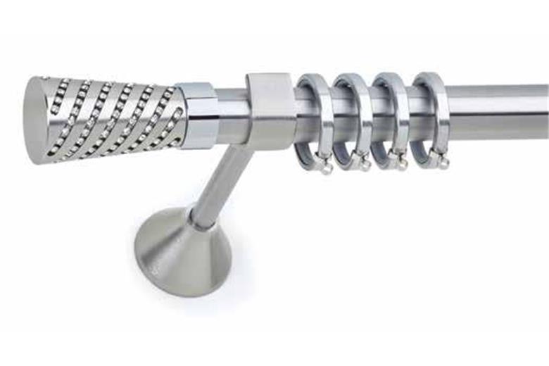 Κουρτινόξυλο Φ25 Νίκελ σατινέ με Swarovski Anartisi Panama