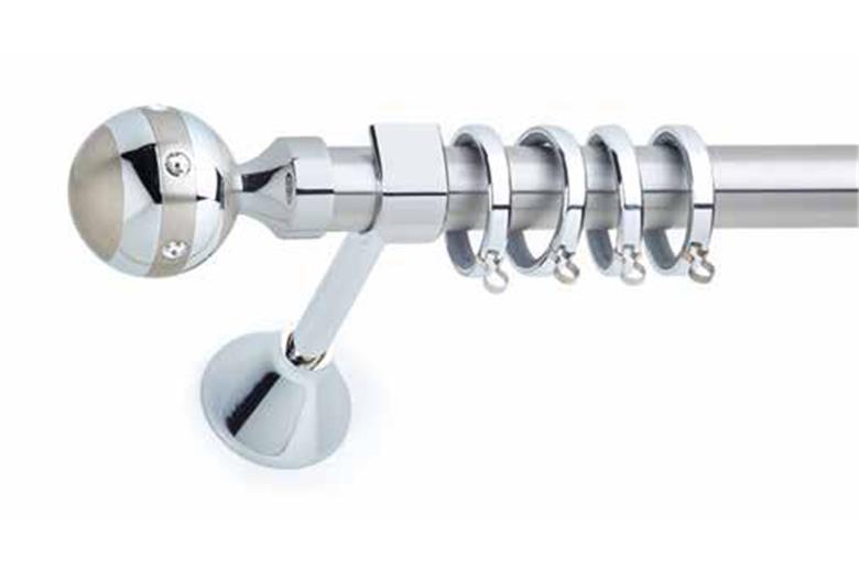 Κουρτινόξυλο Φ25 Νίκελ σατινέ με Swarovski Anartisi Iso Strass