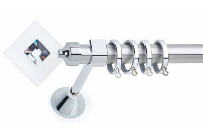 Κουρτινόξυλο Φ25 Νίκελ σατινέ με Swarovski Anartisi Ermis Plexi