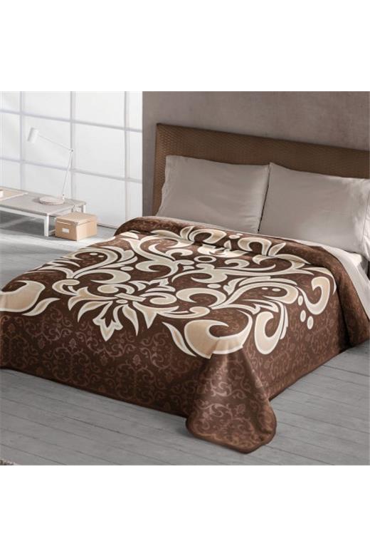 Κουβέρτα βελουτέ εμπριμέ Belpla 289 Beige