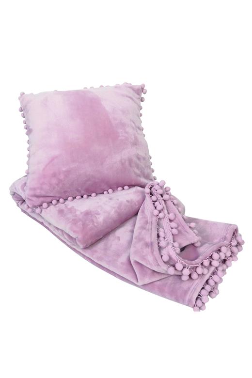 Κουβέρτα fleece με pom-pom Makis Tselios Pomy