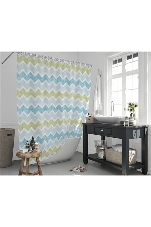 LINO ΚΟΥΡΤΙΝΑ ΜΠΑΝΙΟΥ ZIGZAG GREEN 180X200
