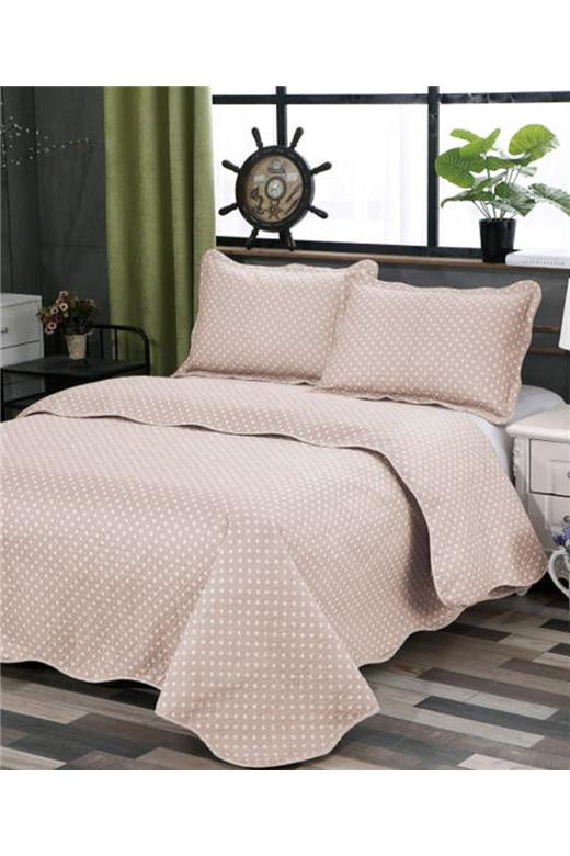 ΚΟΥΒΕΡΛΙ σετ (220cm x 240cm + 2 x 50cm x 70cm) dot beige
