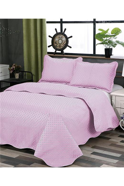 ΚΟΥΒΕΡΛΙ σετ( 220cm x 240cm + 2 x 50cm x 70cm dot pink