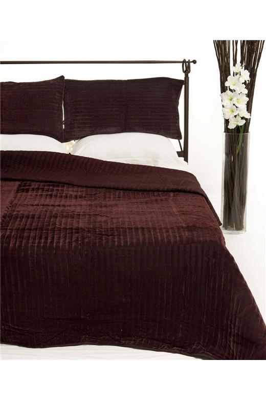 ΚΟΥΒΕΡΛΙ σετ (220cm x 240cm + 2 x 50cm x 70cm) VELVET μελιτζανί