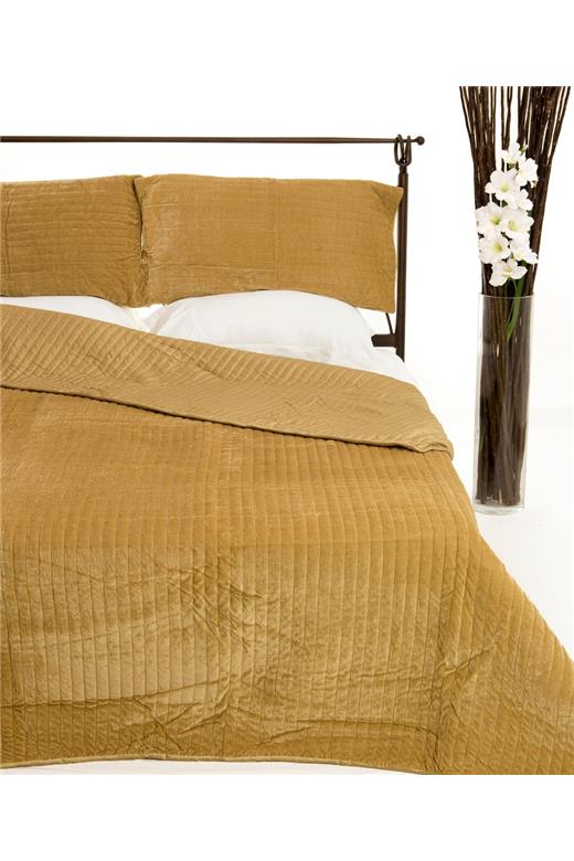 ΚΟΥΒΕΡΛΙ σετ (220cm x 240cm + 2 x 50cm x 70cm) VELVET χρυσό