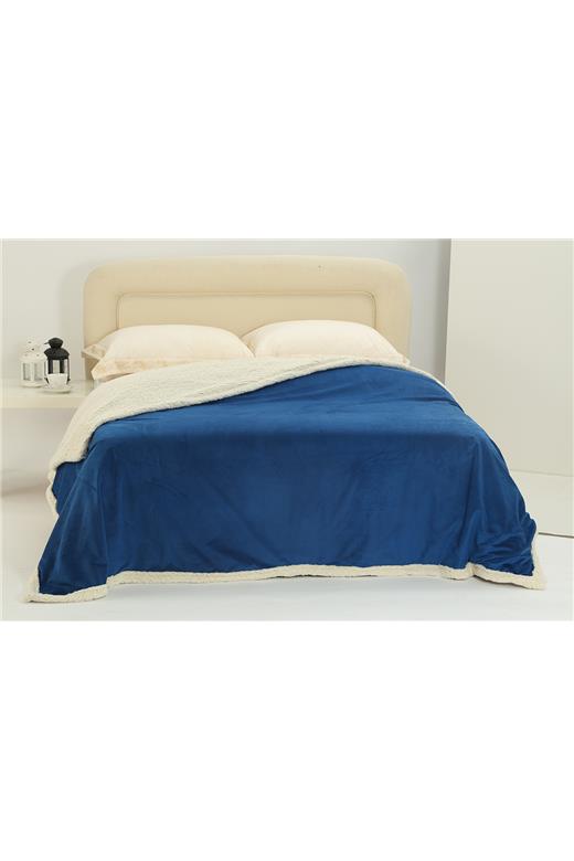 κουβέρτα fleece με sherpa (220cm x 240cm) shaved royal blue