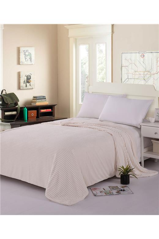 κουβέρτα fleece με sherpa (100cm x 150cm) κοτλέ ivory